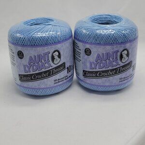 Aunt Lydias Classic Crochet Thread Size 10 Delft Blue 2-Pack Mercerized Cotton 3